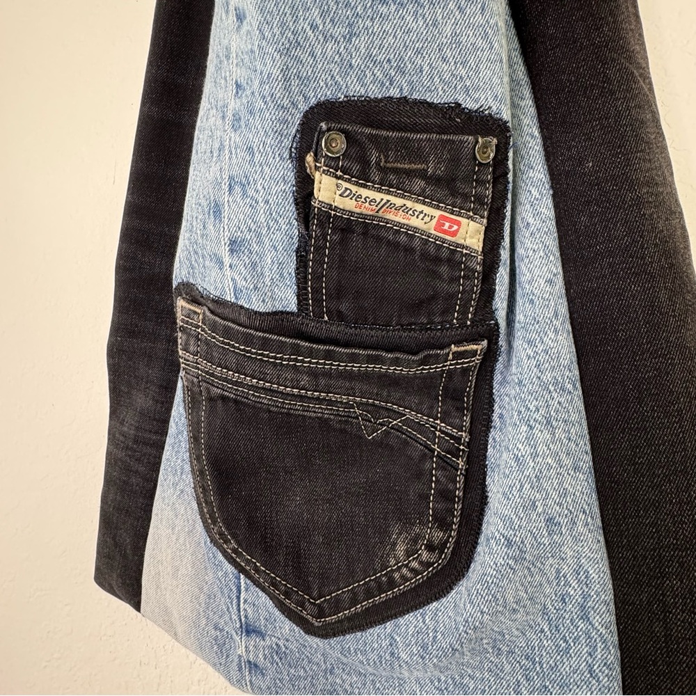 Upcycled Denim Tote Bag Diesel Jeans & Dessert Graphic - Picture 10 of 15